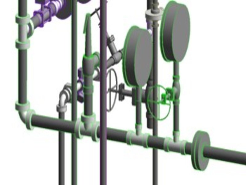 Instrumentation Branch After Modeling - Completed pressure gauge branch and isolation valve loop
